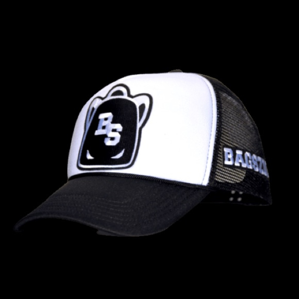 BAGSZN Trucker Hats - embroidered patch - black and white adjustable Trucker hat